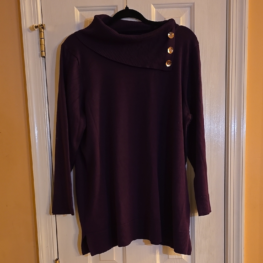 Cable & Gauge Purple Sweater with Gold Accents